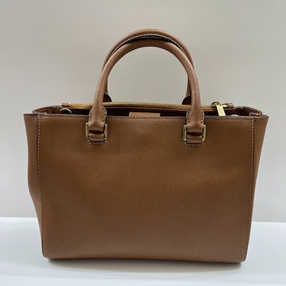 Michael Kors Kellen Medium Leather Satchel Brown - NWT - Picture 7 of 15